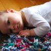 Benjamin resting on my rya knot rug